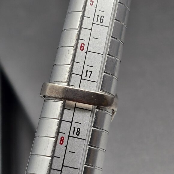 Sterling Silver High Dome Ring Size 7 Etched Ribbed Diamond-Cut Signed 5.69g - Picture 8 of 10